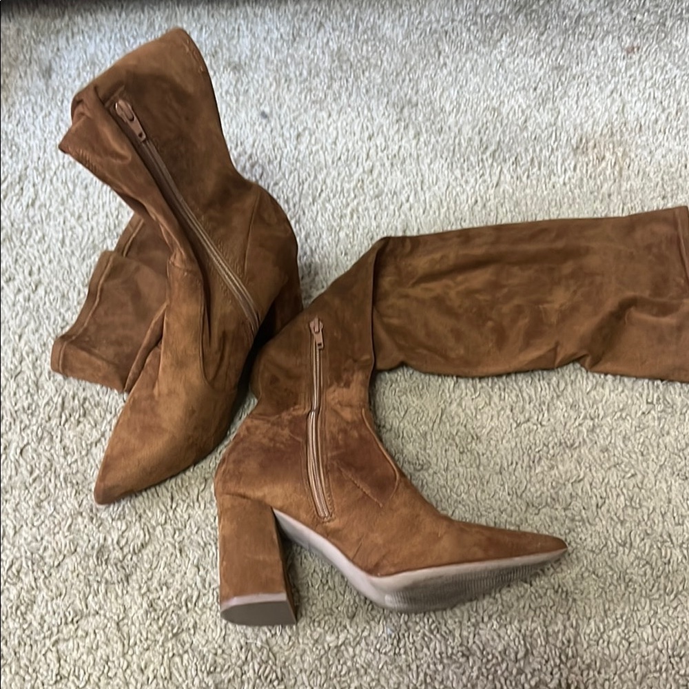 Brown Suede Heeled Boots